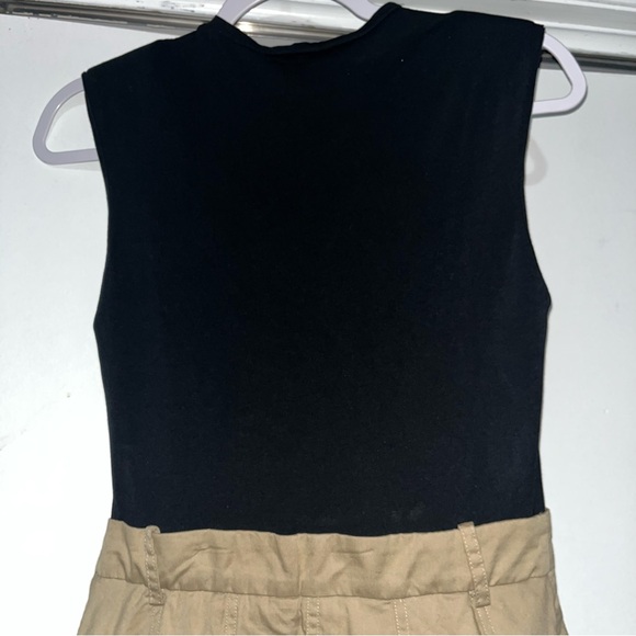 Zara Shoulder Pad Midi Dress Full Skirt Sand / Black - Picture 12 of 15